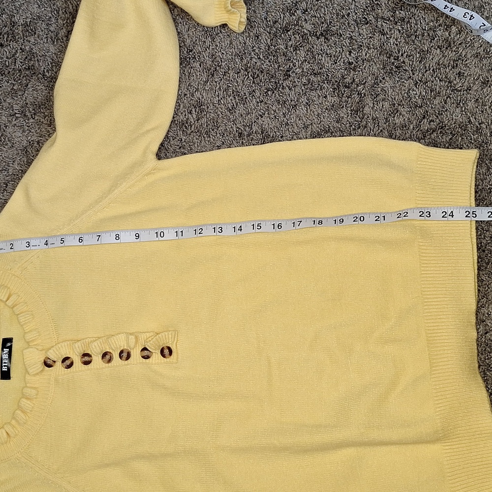 BTFBM pullover 1/4 button relaxed heavy sweater - ruffles - yellow - M - Picture 7 of 10
